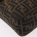 FENDI Zucca Canvas Shoulder Bag Brown Black Auth 206232A-15