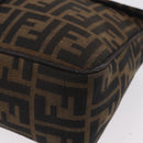 FENDI Zucca Canvas Shoulder Bag Brown Black Auth 206232A-16