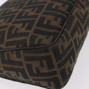 FENDI Zucca Canvas Shoulder Bag Brown Black Auth 206232A-17