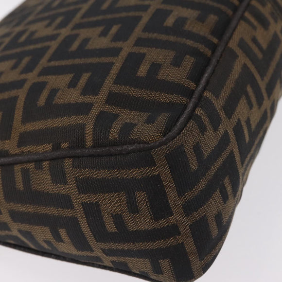 FENDI Zucca Canvas Shoulder Bag Brown Black Auth 206232A