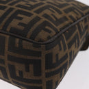 FENDI Zucca Canvas Shoulder Bag Brown Black Auth 206232A-18