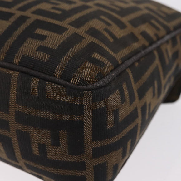 FENDI Zucca Canvas Shoulder Bag Brown Black Auth 206232A