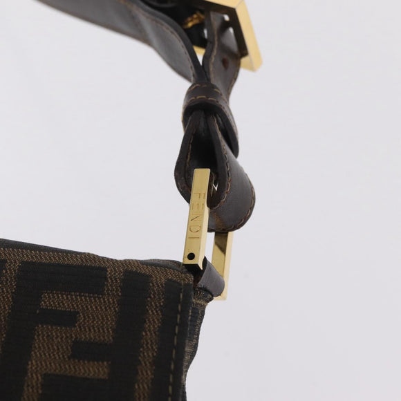 FENDI Zucca Canvas Shoulder Bag Brown Black Auth 206232A