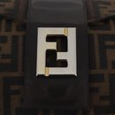 FENDI Zucca Canvas Shoulder Bag Brown Black Auth 206232A-20