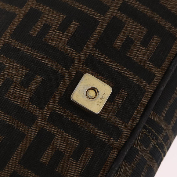 FENDI Zucca Canvas Shoulder Bag Brown Black Auth 206232A
