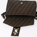 FENDI Zucca Canvas Shoulder Bag Brown Black Auth 206232A-23