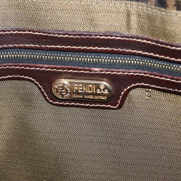 FENDI Zucca Canvas Shoulder Bag Brown Black Auth 206232A
