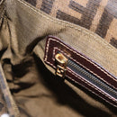 FENDI Zucca Canvas Shoulder Bag Brown Black Auth 206232A-28