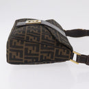FENDI Zucca Canvas Shoulder Bag Brown Black Auth 206232A-3