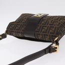 FENDI Zucca Canvas Shoulder Bag Brown Black Auth 206232A-6