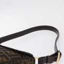 FENDI Zucca Canvas Shoulder Bag Brown Black Auth 206232A-14