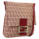 FENDI Zucchino Canvas Mamma Baguette Shoulder Bag Red Gold 8BT075 Auth 206235-1