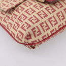 FENDI Zucchino Canvas Mamma Baguette Shoulder Bag Red Gold 8BT075 Auth 206235-16