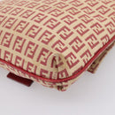FENDI Zucchino Canvas Mamma Baguette Shoulder Bag Red Gold 8BT075 Auth 206235-17