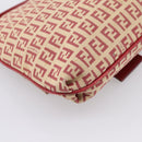 FENDI Zucchino Canvas Mamma Baguette Shoulder Bag Red Gold 8BT075 Auth 206235-18