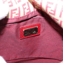 FENDI Zucchino Canvas Mamma Baguette Shoulder Bag Red Gold 8BT075 Auth 206235-21