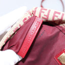 FENDI Zucchino Canvas Mamma Baguette Shoulder Bag Red Gold 8BT075 Auth 206235-12