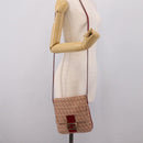 FENDI Zucchino Canvas Mamma Baguette Shoulder Bag Red Gold 8BT075 Auth 206235-25