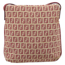 FENDI Zucchino Canvas Mamma Baguette Shoulder Bag Red Gold 8BT075 Auth 206235-2