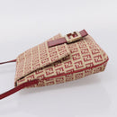 FENDI Zucchino Canvas Mamma Baguette Shoulder Bag Red Gold 8BT075 Auth 206235-3