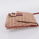 FENDI Zucchino Canvas Mamma Baguette Shoulder Bag Red Gold 8BT075 Auth 206235-4