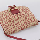FENDI Zucchino Canvas Mamma Baguette Shoulder Bag Red Gold 8BT075 Auth 206235-6