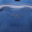 Salvatore Ferragamo Gancini Studio Bag Leather 2way Navy Gold Auth 206236A-21