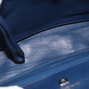 Salvatore Ferragamo Gancini Studio Bag Leather 2way Navy Gold Auth 206236A-10