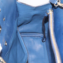 Salvatore Ferragamo Gancini Studio Bag Leather 2way Navy Gold Auth 206236A-23