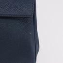 Salvatore Ferragamo Gancini Studio Bag Leather 2way Navy Gold Auth 206236A-2