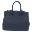 Salvatore Ferragamo Gancini Studio Bag Leather 2way Navy Gold Auth 206236A-3