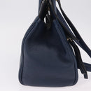 Salvatore Ferragamo Gancini Studio Bag Leather 2way Navy Gold Auth 206236A-5