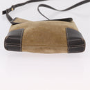 LOEWE Shoulder Bag Suede Beige Gold Auth 206237-6