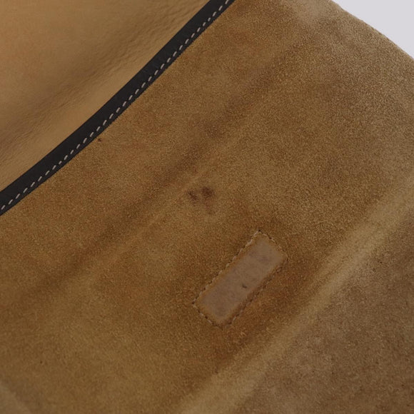 LOEWE Shoulder Bag Suede Beige Gold Auth 206237