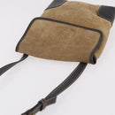 LOEWE Shoulder Bag Suede Beige Gold Auth 206237-7
