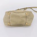 PRADA Hand Bag Leather 2way Beige Gold Auth 206241A-12