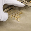 PRADA Hand Bag Leather 2way Beige Gold Auth 206241A-17