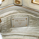 PRADA Hand Bag Leather 2way Beige Gold Auth 206241A-19