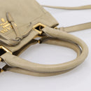 PRADA Hand Bag Leather 2way Beige Gold Auth 206241A-7