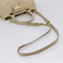 PRADA Hand Bag Leather 2way Beige Gold Auth 206241A-9