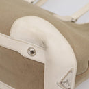 PRADA Tote Bag Canvas Jacquard Beige Silver Auth 206242A-16