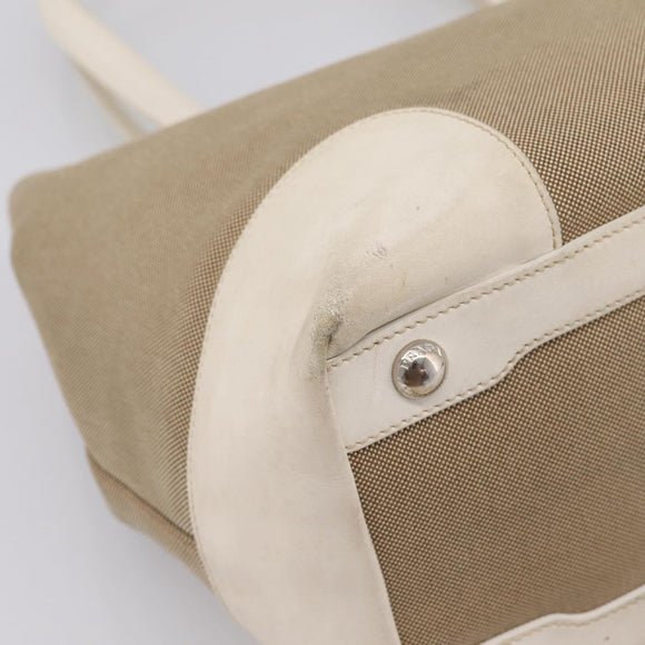 PRADA Tote Bag Canvas Jacquard Beige Silver Auth 206242A