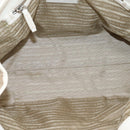 PRADA Tote Bag Canvas Jacquard Beige Silver Auth 206242A-11