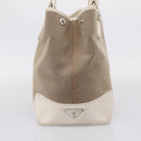 PRADA Tote Bag Canvas Jacquard Beige Silver Auth 206242A-3