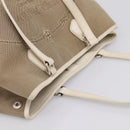 PRADA Tote Bag Canvas Jacquard Beige Silver Auth 206242A-6