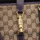 GUCCI GG Canvas New Jackie Hand Bag Beige Gold 145818 Auth 206247-15