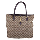 GUCCI GG Canvas New Jackie Hand Bag Beige Gold 145818 Auth 206247-2