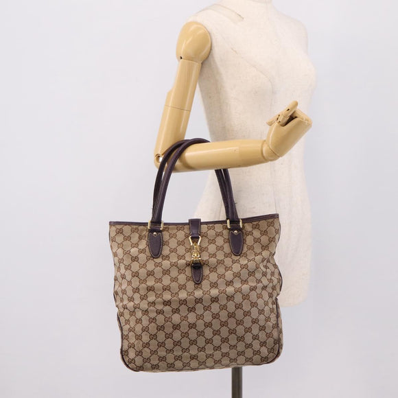 GUCCI GG Canvas New Jackie Hand Bag Beige Gold 145818 Auth 206247