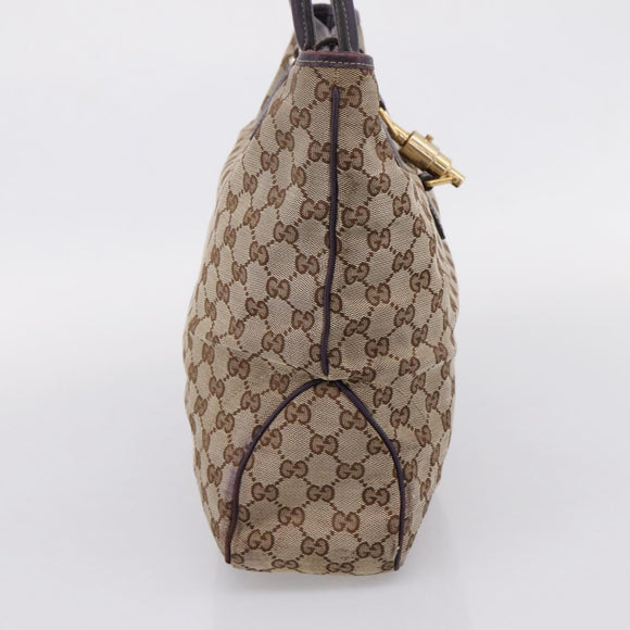 GUCCI GG Canvas New Jackie Hand Bag Beige Gold 145818 Auth 206247