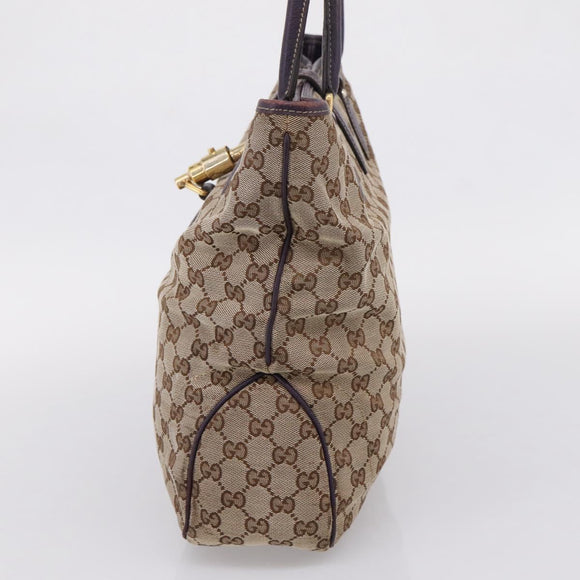 GUCCI GG Canvas New Jackie Hand Bag Beige Gold 145818 Auth 206247